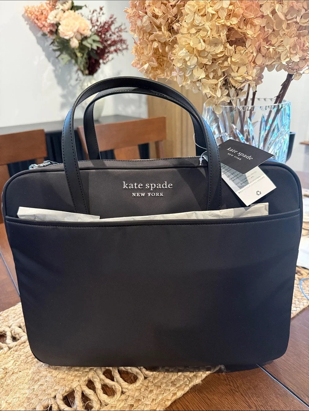 kate spade black nylon laptop brief tote